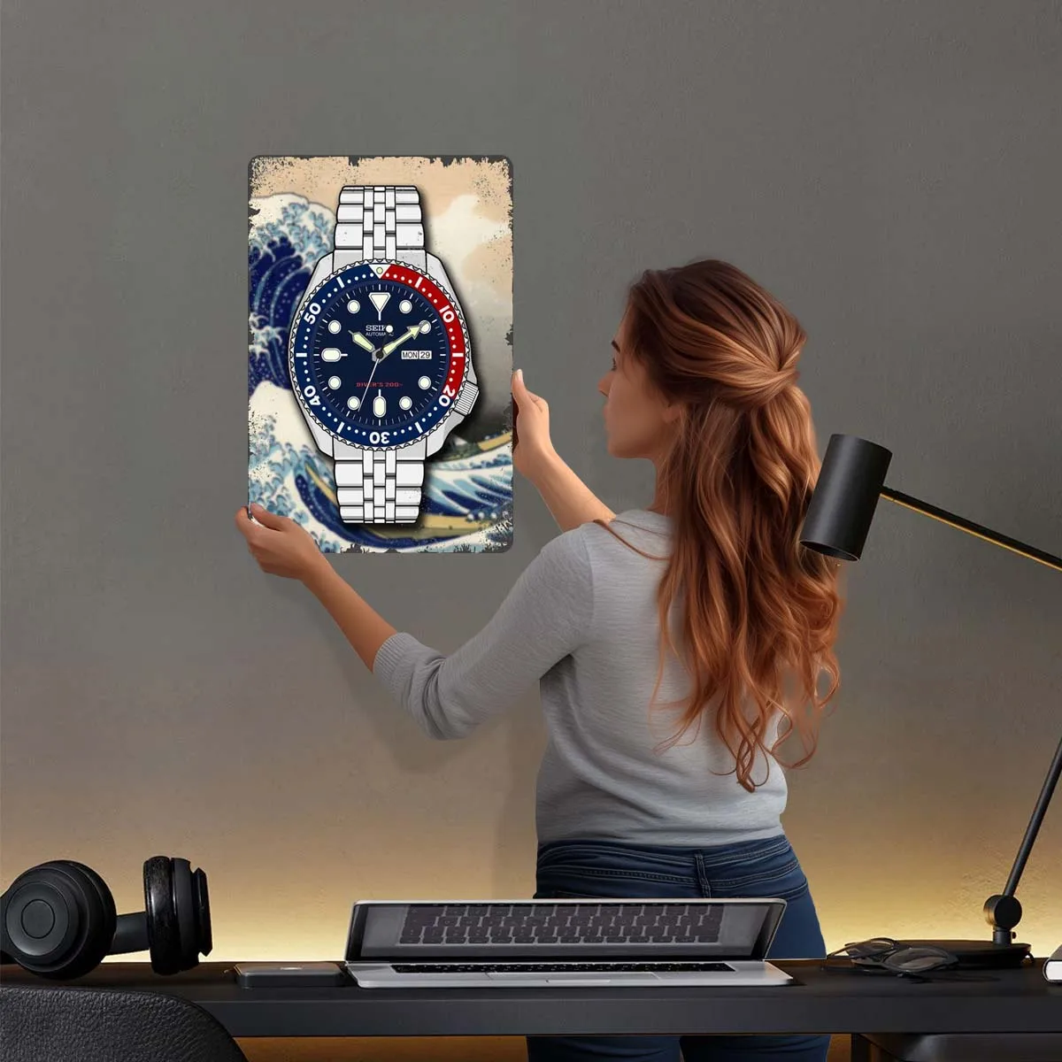 Seiko SkX The Greatwave Metal Sign Classic Watch Poster Room Decoration Home Custom Tinplate Signs for Wall Art Decoration Retro