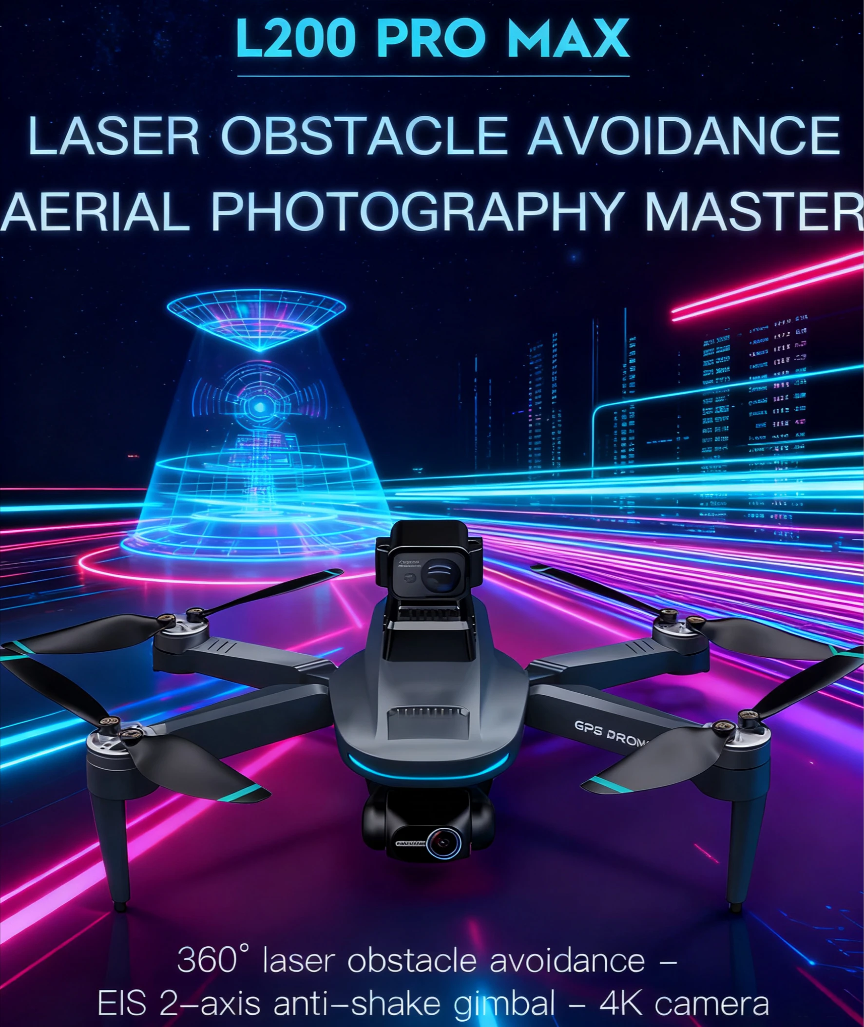 

L200 PRO MAX Drone 4K Professional 2-Axis Gimbal 360° Obstacle Avoidance Brushless Motor GPS Quadcopter FPV RC Drones