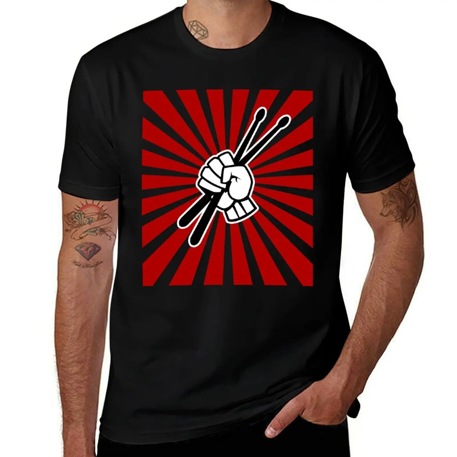 

Drummer Drumsticks Hand Graphic T-Shirt anime t shirts rapper graphic tees tees Short sleeve tee men