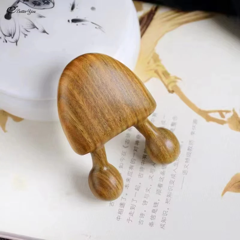 1Pc Wooden Massager Green Sandalwood Gua Sha Scraper Cute Bone Guasha Head And neck Massage Tools Scraping Acupuncture Therapy