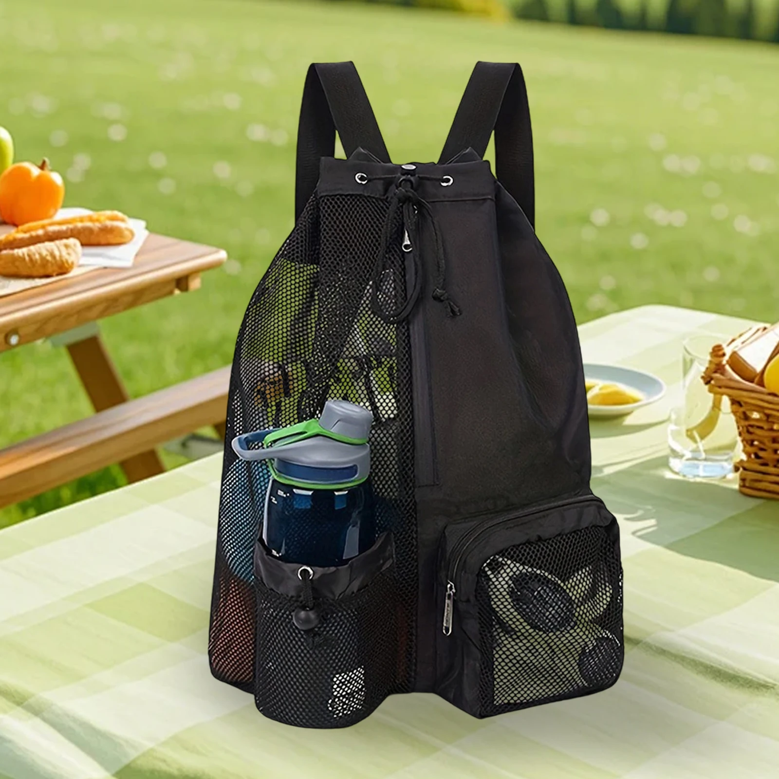 

Women s Lightweight Drawstring Backpack with Mesh Panels Ideal for Beach Pool and Outdoor Activities Stylish Sackpack for