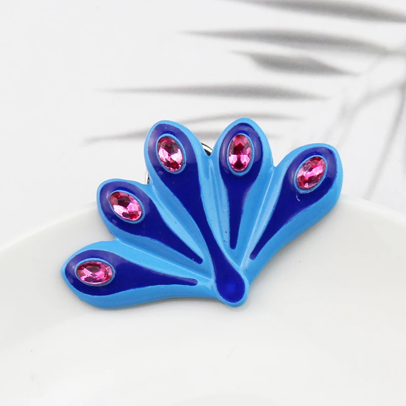 2 قطعة/المجموعة رائعة الأزرق الطاووس Ail دبابيس الكرتون شارة معدنية للنساء الرجال التلبيب بروش تأثيري اكسسوارات #2
