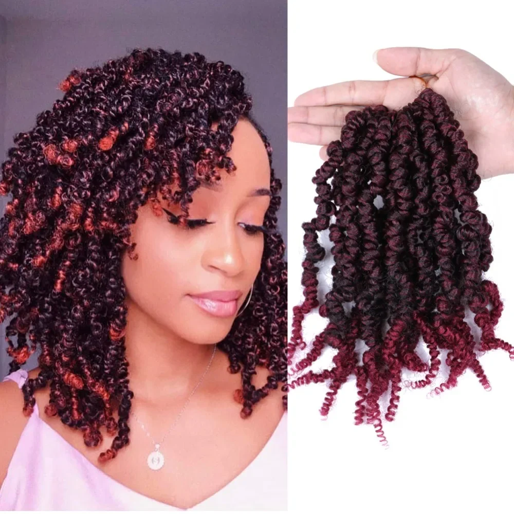 Short Synthetic Bob Spring Twist Crochet Hair Springy Bomb Twist Crochet Braids Pre Twist Fluffy Passion Twist Hair Ombre Black