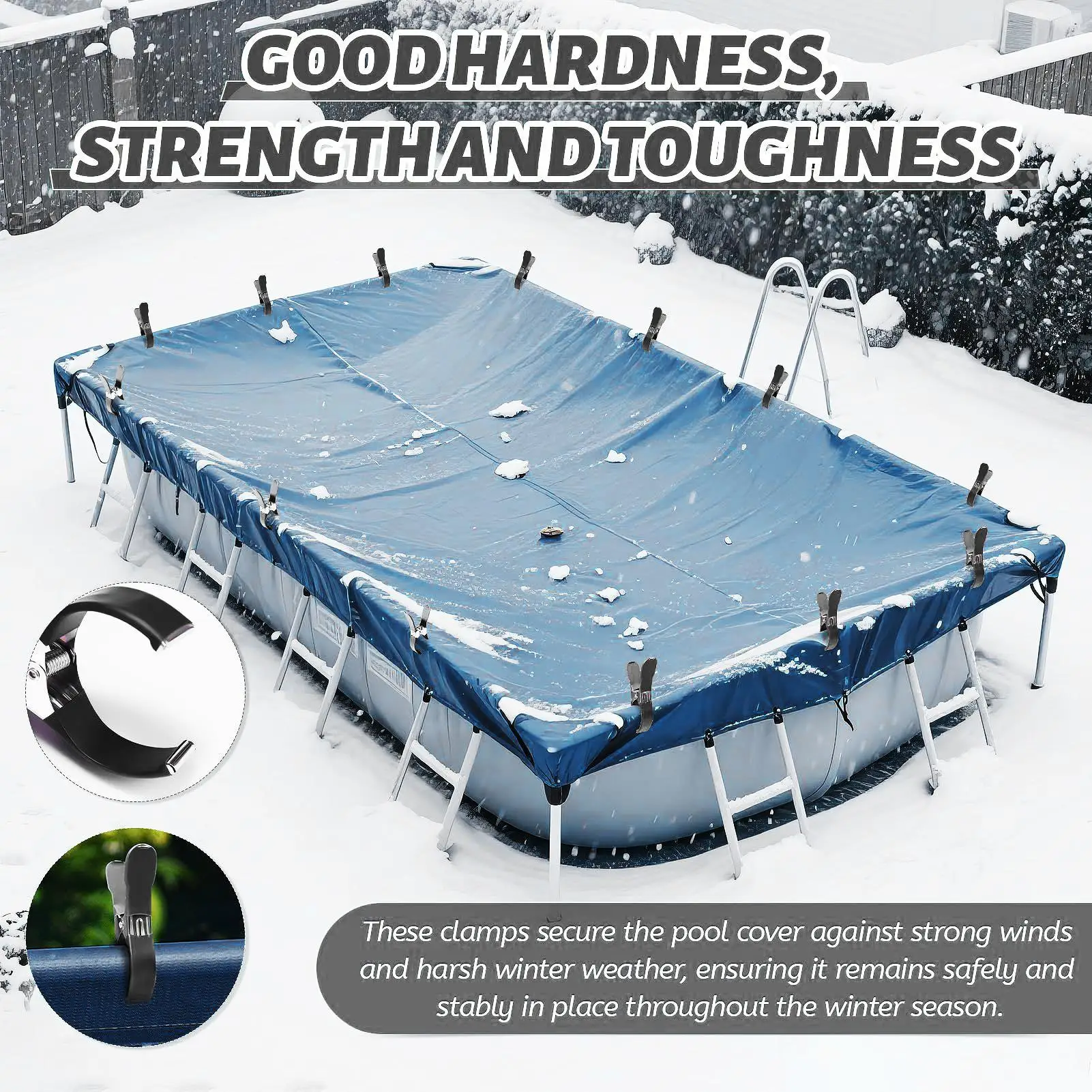 Anti-Scratch Stainless Steel Fasteners 12 Pieces Pool Clips Large Size Windproof Pool Clips for Outdoor Beach Backyard Lawn