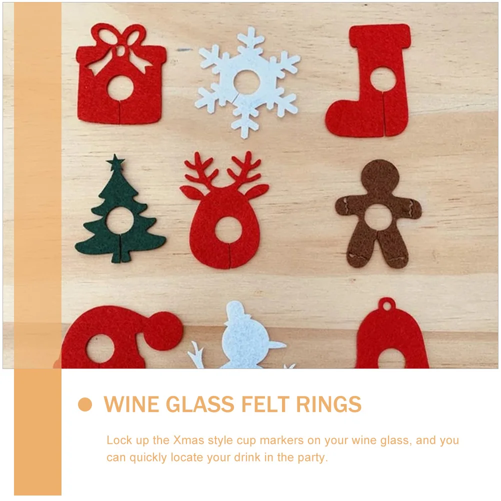 

40 Pcs Charm Christmas Decorations Wine Glasses Drink Markers Felt Drinks Charms
