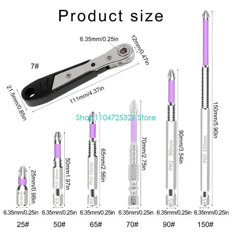 D8KF Comprehensive Crosshead Bit Set mit starker Magnetismus-Effizienter Schraubenbefestigung, 25-150 mm für den