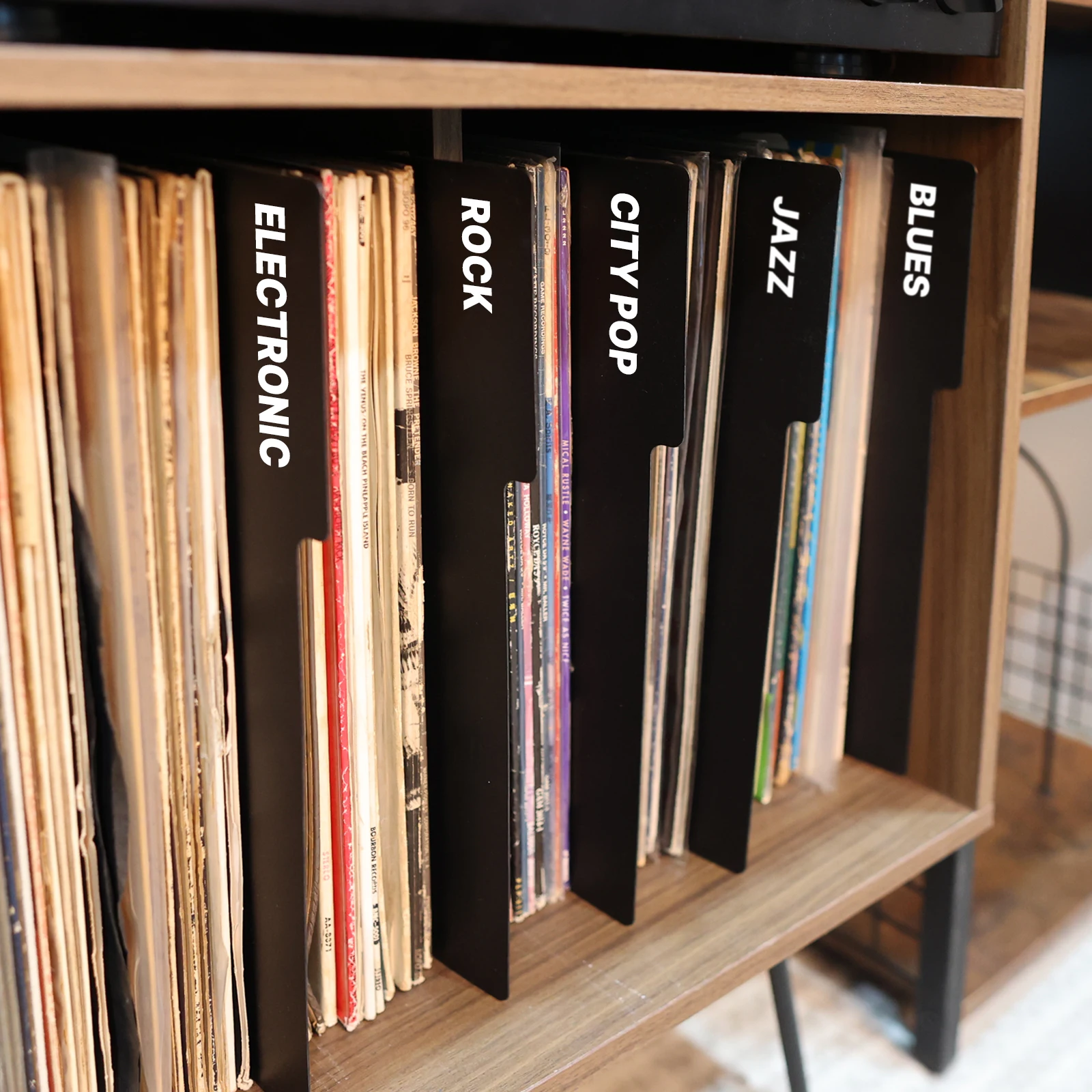 Vendita calda 5 pezzi in vinile nero etichetta indice divisori LP organizzatore di file carta di classificazione personalizzata schede alfabetiche fai da te da 12 pollici