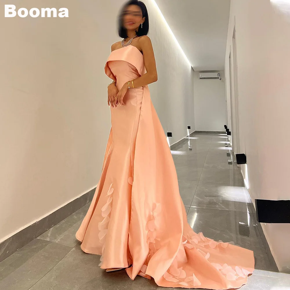 

Booma Saudi Arabic Mermaid Evening Dresses Strapless Stain Formal Dress Long Wedding Guest Gowns Prom Party Dress for Women