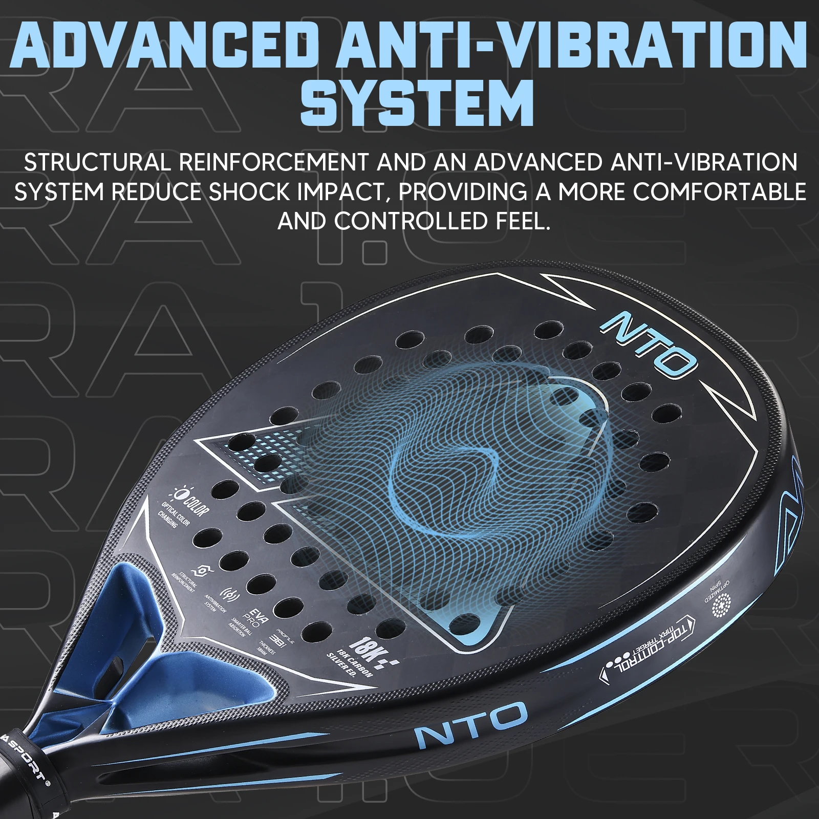 

Professional 18K Custom Carbon Fiber Anti-Shock High Flexibility Padel Racket for Sports & Entertainment
