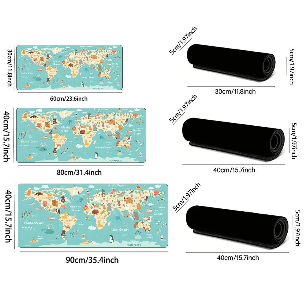 Tapis de souris de jeu carte du monde, Design Anime, accessoires de jeu pour ordinateur portable, bureau, caoutchouc antidérapant, bord cousu