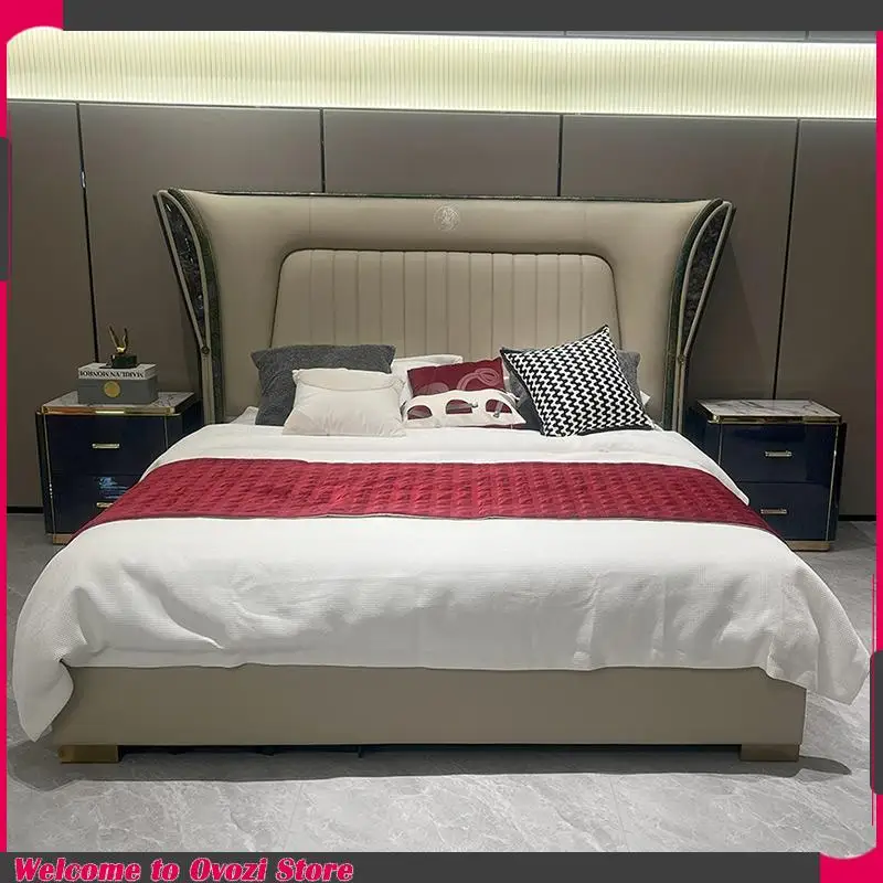 

High Quality Light Luxury Bed Frame Luxury Modern Fashionable Bed Aesthetics Minimalist Camas De Dormitorio House Accessories