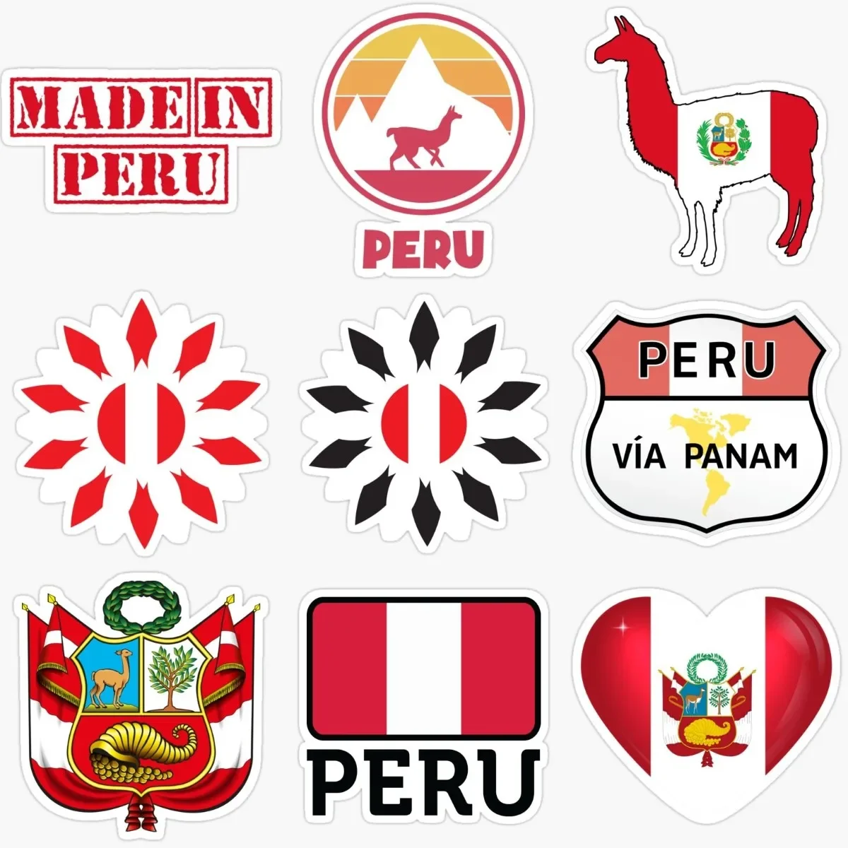 

Creative PE Made in Peru Flag Badge Alpaca PVC Sticker for Wall Room Truck Fridge Helmet Window Door Car Motorcycle Van Bicycle