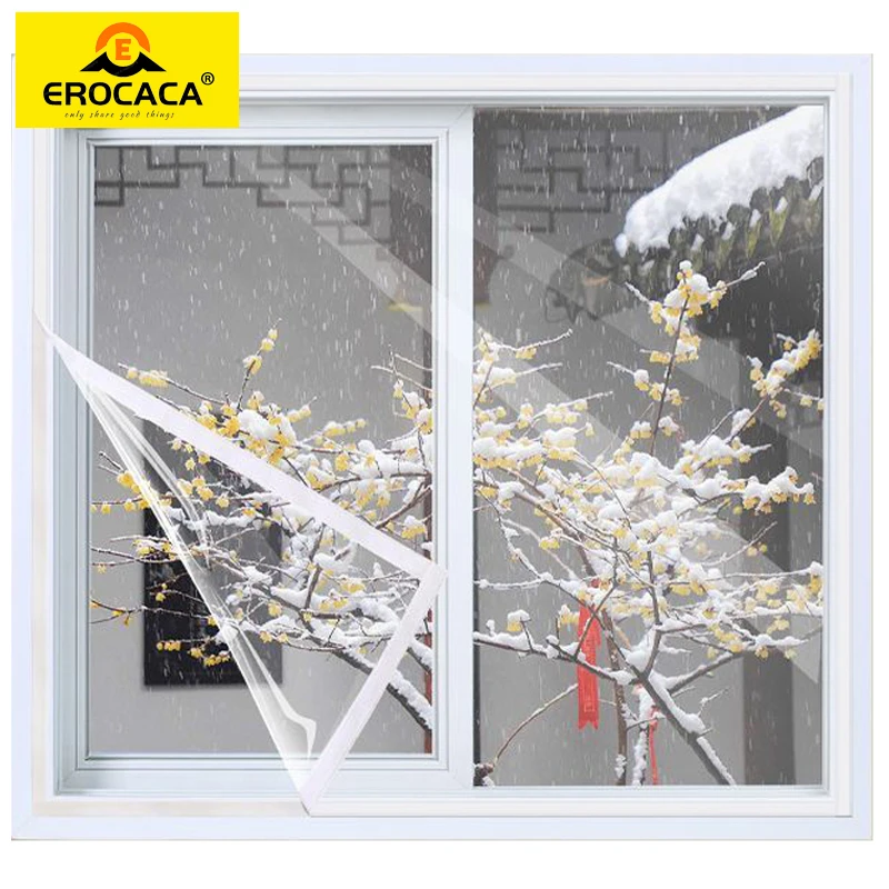 

EROCACA Window Insulation Film Winter Indoor Windproof Warm Self-Adhesive For Energy Saving Clear Soft Glass Shrink Heat Film