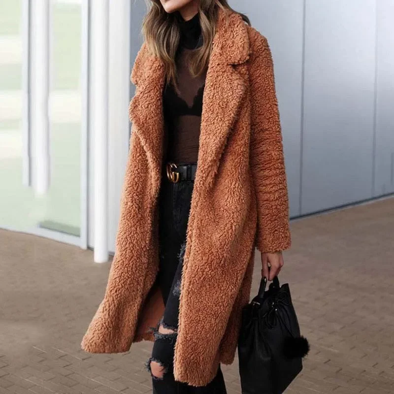 Autumn Winter Long Teddy Coat Women Long Faux Fur Coat 2024 Ladies Thick Warm Fur Jacket Female Plush Teddy Coat Fluffy Outwear