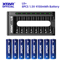 XTAR 8PCS AA 4150mWh 1.5V Li-Ion Rechargeable Battery+XTAR L8 Charger 8-slot Smart Charger For Li-ion Battery Mix-charging