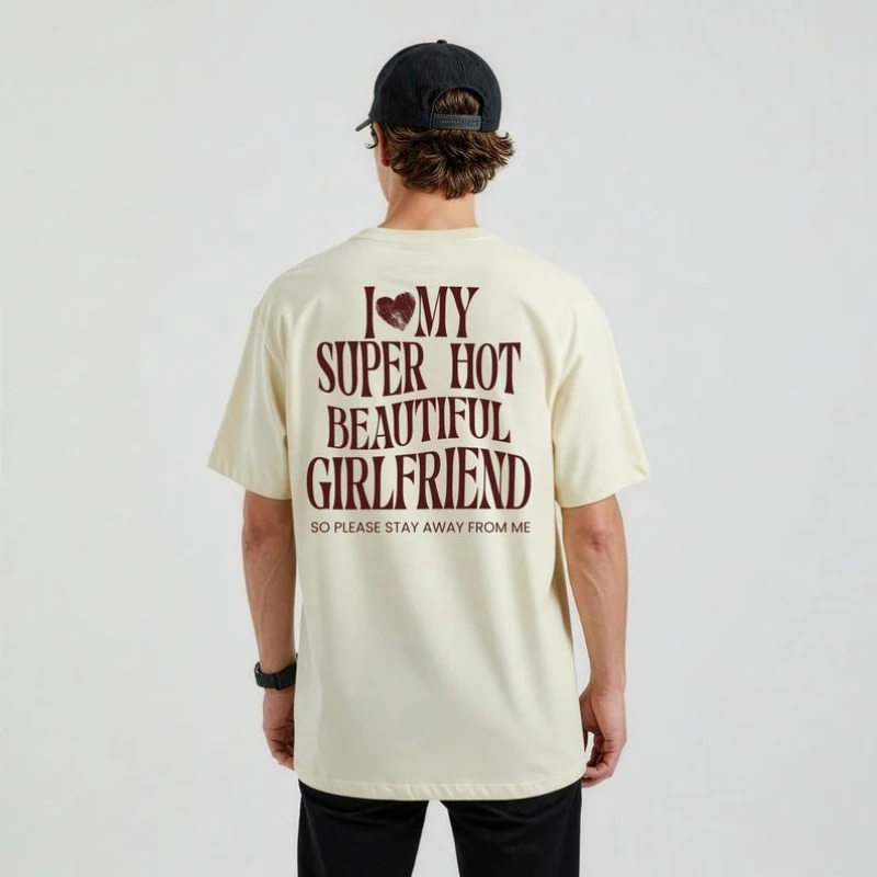 Ich liebe meine Freundin, lustiges Geschenk für den Freund, I Heart Unisex-Shirts, Valentinstag-Buchstaben-Grafik-T-Shirt, normale Kurzarm-Shirts