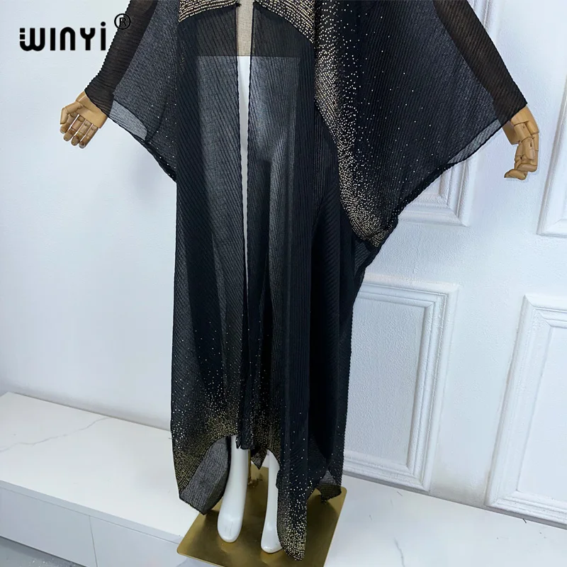 WINYI-Kimono africain pour femmes, cardigan, robe de plage, vêtements de plage, abaya, dubaï, luxe, été, 2024