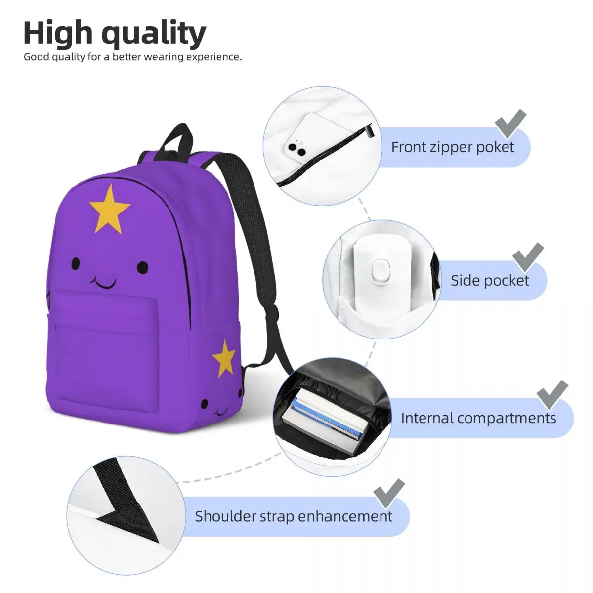 LSP Smile Backpack for Boy Girl Kids Student School Bookbag Adventures Daypack Kindergarten Primary Bag Sports