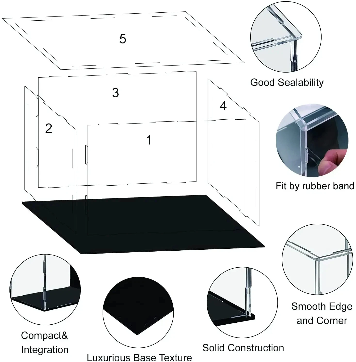 Acrylic Display Case Plastic Box Cube Storage Box Clear Small Assemble Dustproof Showcase for Collectibles Items,Dolls,Car Model