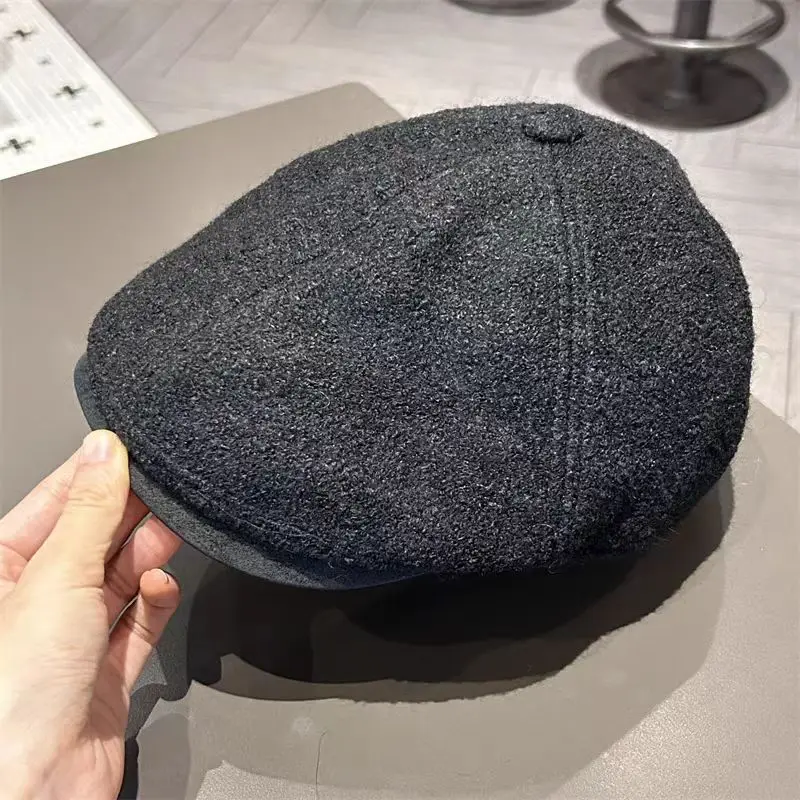 قبعة ريترو للرجال والنساء، لون خالص للخريف/الشتاء، أزياء بسيطة متعددة الاستخدامات، قبعة ذات وجهين للأمام