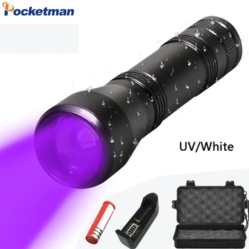 Latarka UV 395nm Latarki z czarnym światłem Zoomable Latarka UV Ultra Violet Light Latarki Blacklight Latarka 18650