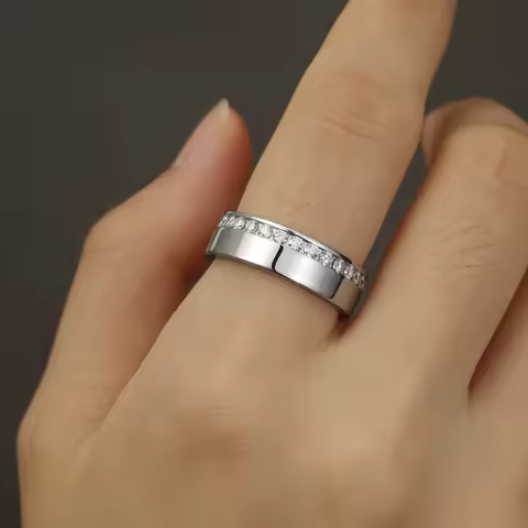 Full Moissanite Wide Men Ring with Certificate 100% Passed Diamond Test S925 Silver Ring Jewelry Gift