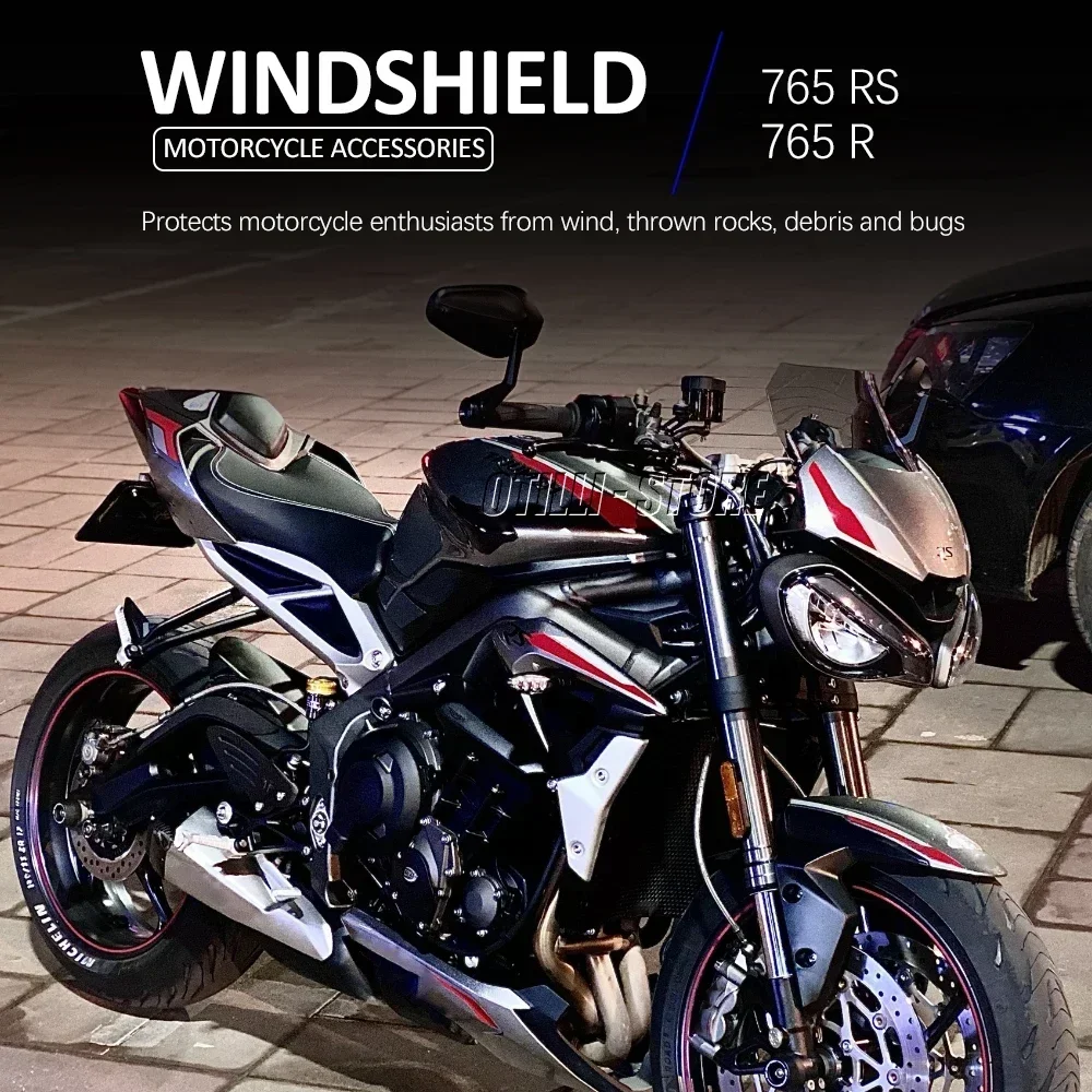 NEW Motorcycle Windshield Windscreen Athletic Wind Deflector For Street Triple 765S 765RS 765R 765 RS R S S660 S 660 2020 2021