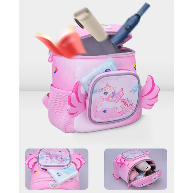 Children Unicorn Rainbow Cartoon Small Backpacks with Wings New Girl Princess Sweet Kids Students Fashion Bucket Schoolbags Hot