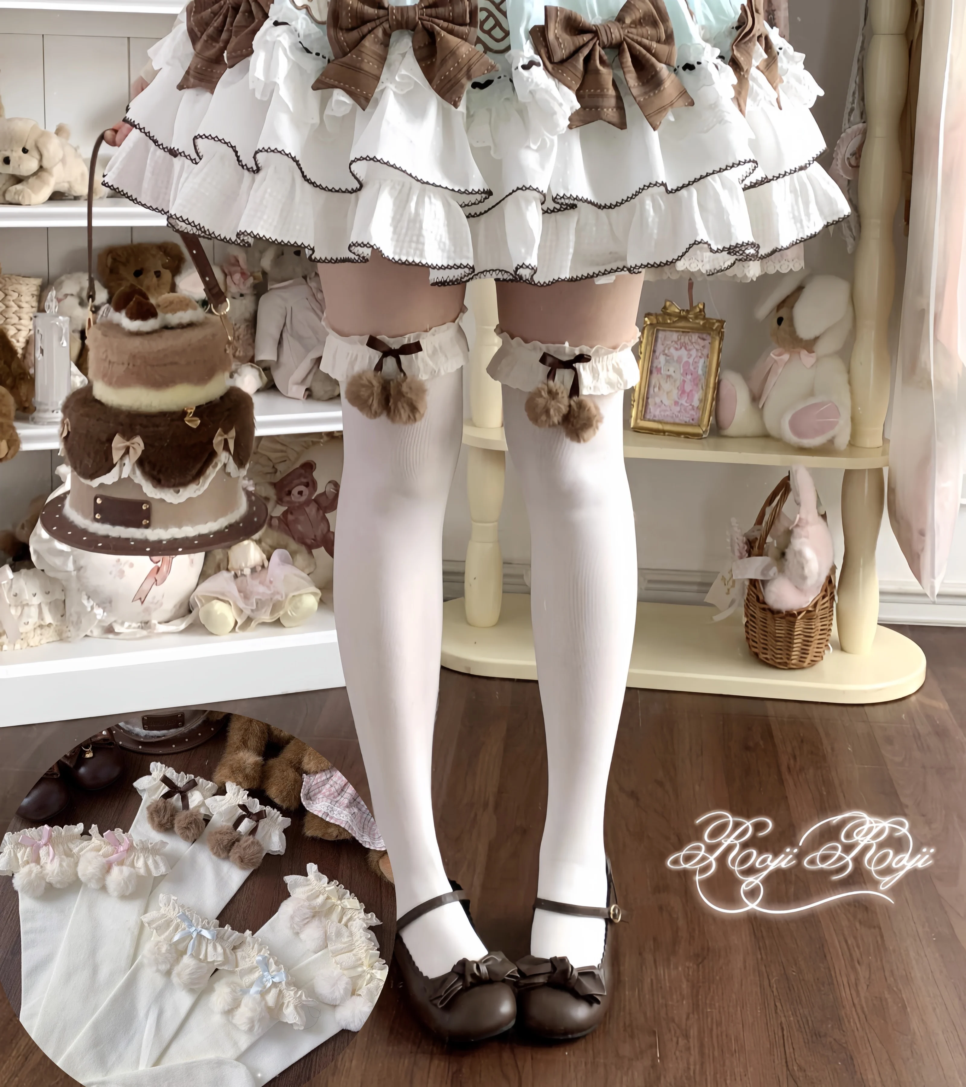 Japanse Zoete Lolita Furball Kant Katoenen Sokken JK Meisje Harajuku Boog kniekousen Vrouwen Herfst en Winter Warme Stapel Sokken