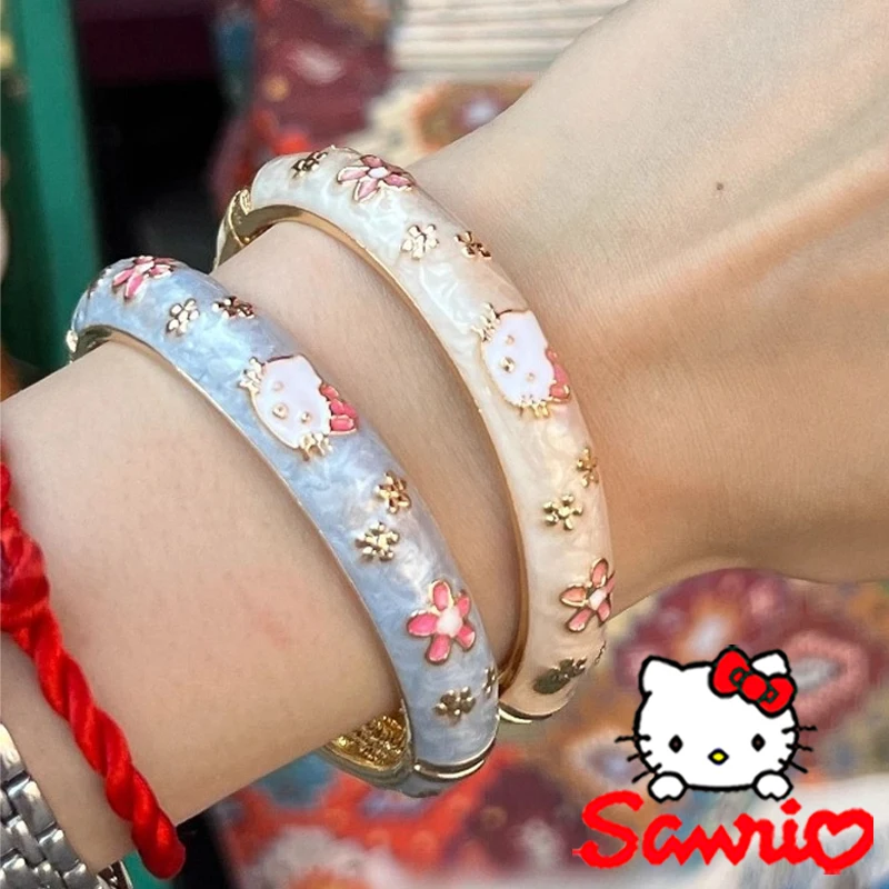 

Sanrio Hello Kitty Alloy Bracelet Cartoon Fashion Girls Colorful Titanium Steel Non Fading Bracelet Fashion Woman's Jewelry Gift
