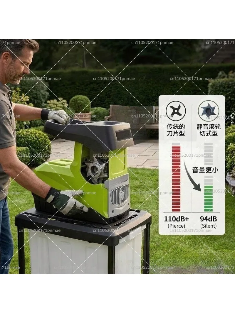 2800W Electric Garden Branch Crusher, High Power Desktop Shredder for Yard Waste, Heavy Duty Wood Chipper 220V