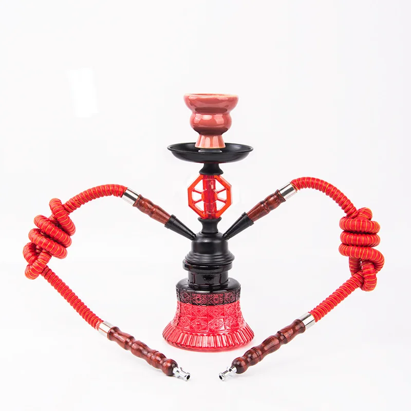 

Arabic Shisha Small Double Tubes Water Pipe Hookah Smoking Set Glass Pipe Shisha Hookah For Party Bar