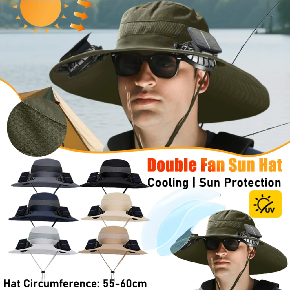 

For Outdoor Camping Fishing Hiking Sunscreen Fisherman Hat Solar Fan Cap Portable Solar Charging Cap with Fan Suitable