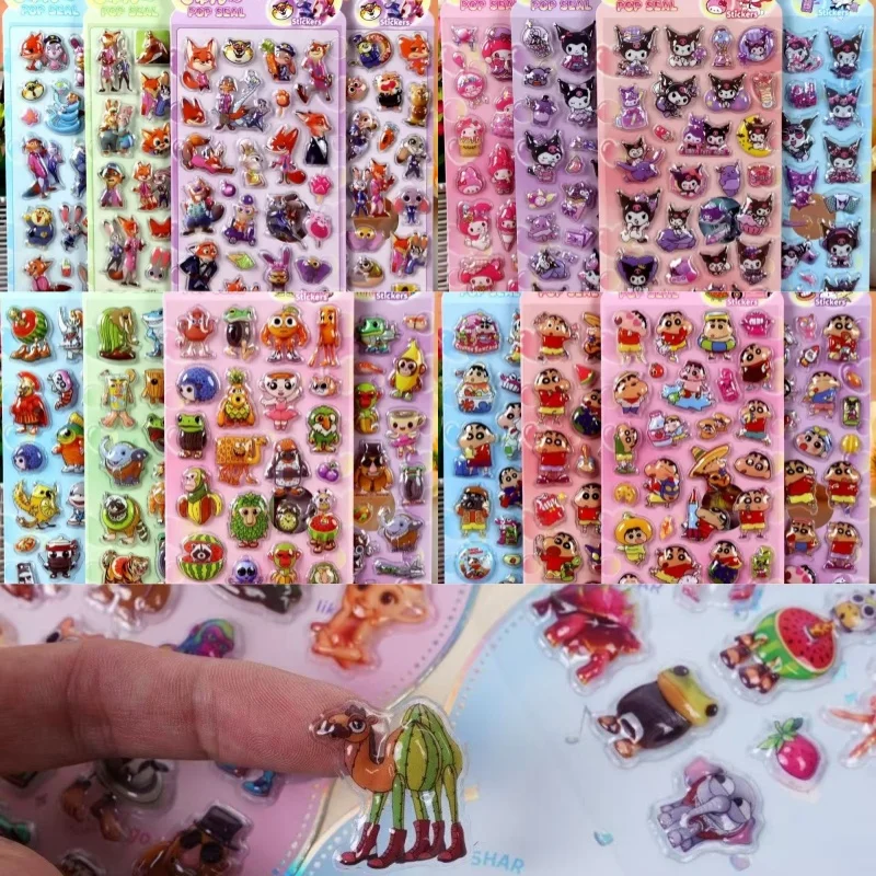 

3D-наклейки, 4 шт., японские мультяшные кристальные наклейки с героями мультфильмов, милые декоративные периферийные наклейки для детей, девочек, для украшения ноутбуков и телефонов