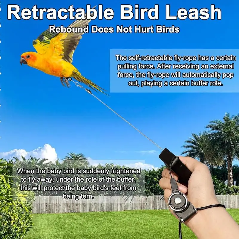 Cockatiel Harness and Leashes 2M Automatic Telescopic Parakeet Leashes Traction Rope Adjustable Outdoor Cockatiel Leashes for