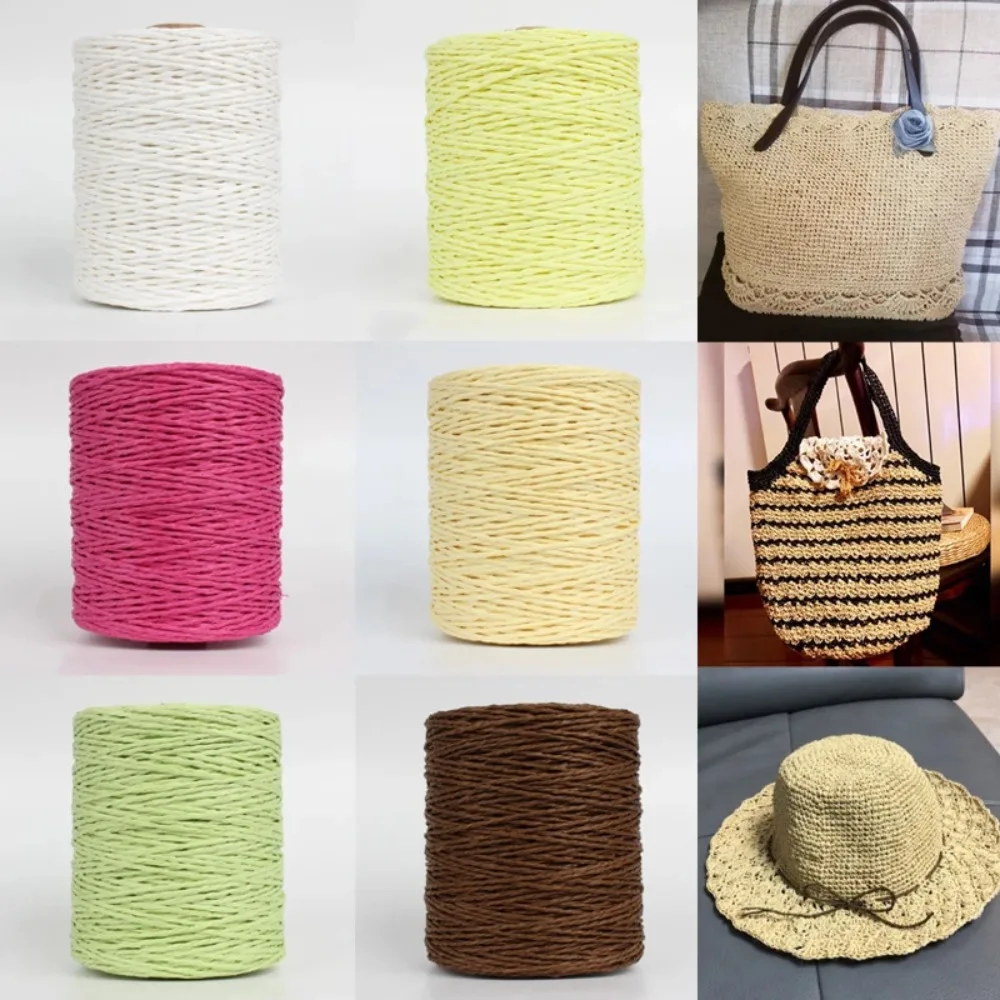 280-300m/Roll Summer DIY Raffia Straw Yarn Hand Knit Natural Basket Knitting Material Crocheting Paper Threads HandBag