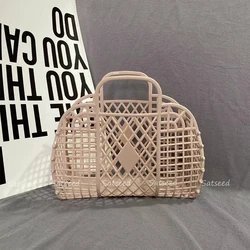 2023 Summer New Hollow-out Jelly Basket Beach Vacation Large-capacity Vacation Bag Female Purses and Handbags Luxury Designer