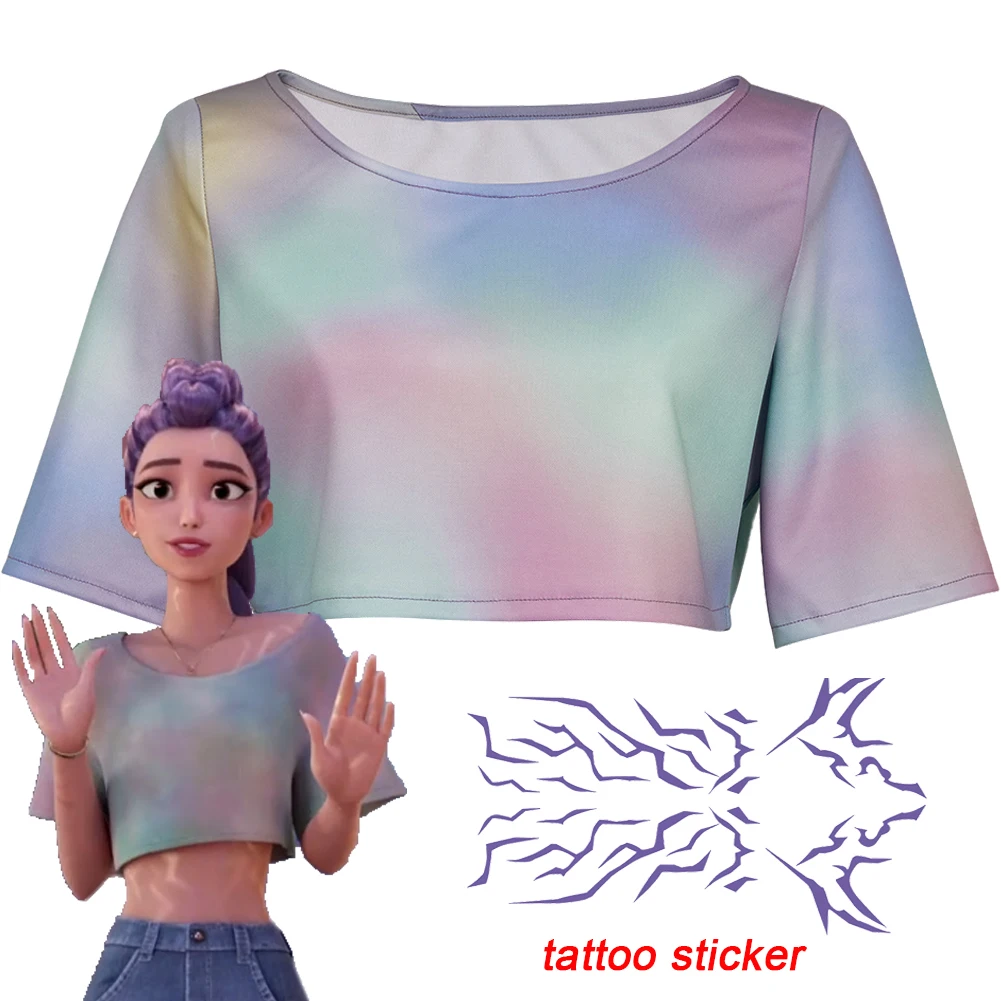 

KPop Rumi Demon Hunter, красочная футболка для косплея, частная одежда, верхний костюм, одежда для ролевых игр на Хэллоуин, карнавальная вечеринка