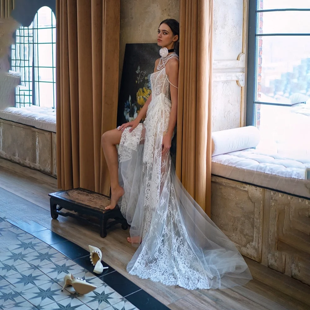 فساتين حفلات الزفاف الأنيقة للنساء بدون حمالات من الدانتيل فساتين سهرة طويلة مطوي على شكل حرف A فستان رسمي للحفلات الراقصة 2025 مخصص