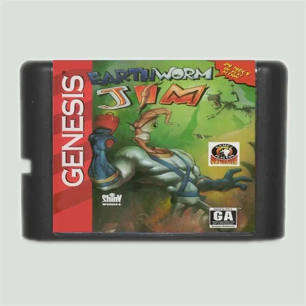 Cartão de jogo EarthWorm Jim 16Bit MD para Sega Mega Drive para sistema Genesis