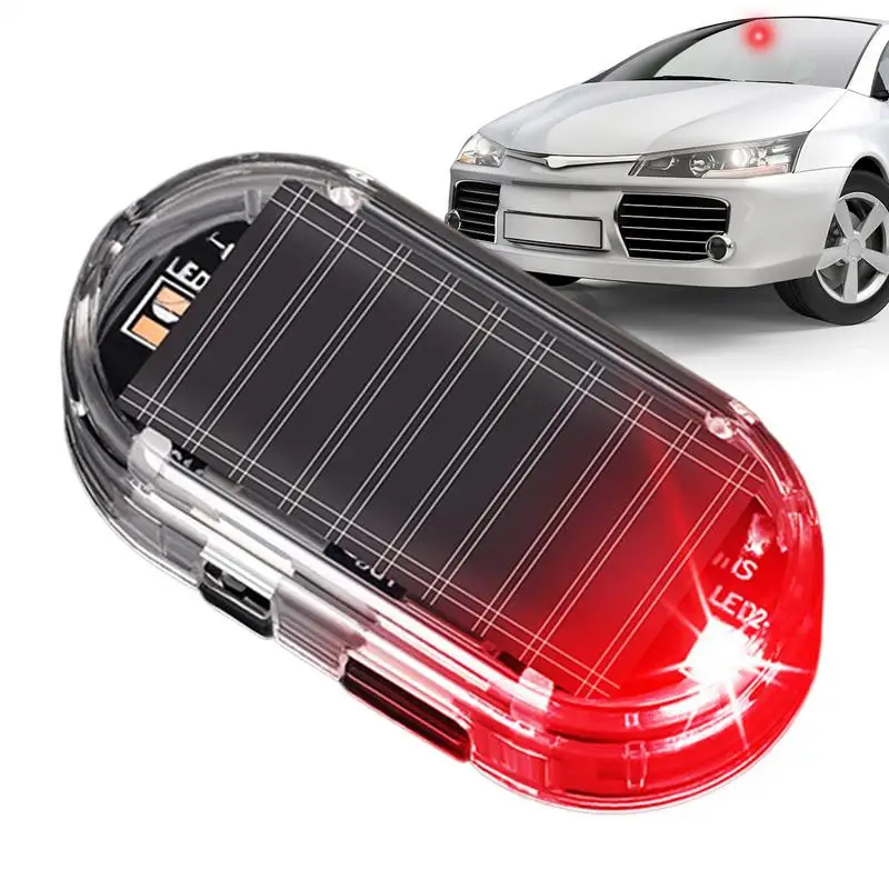 Solarbetriebenes Auto, gefälschtes Sicherheitslicht, blau/rot, blinkend, simulierter Stummalarm, kabellose Warnung, Diebstahlschutz, Vorsichtslampe, Stroboskop