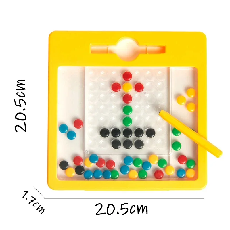 Tablero de dibujo magnético para niños, juego de rompecabezas de entrenamiento de Motor fino con cuentas magnéticas de colores, juguetes educativos para niños