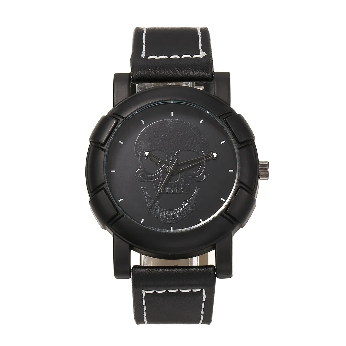 New cross-border high-grade skull gun black series male business quartz belt watch wholesale