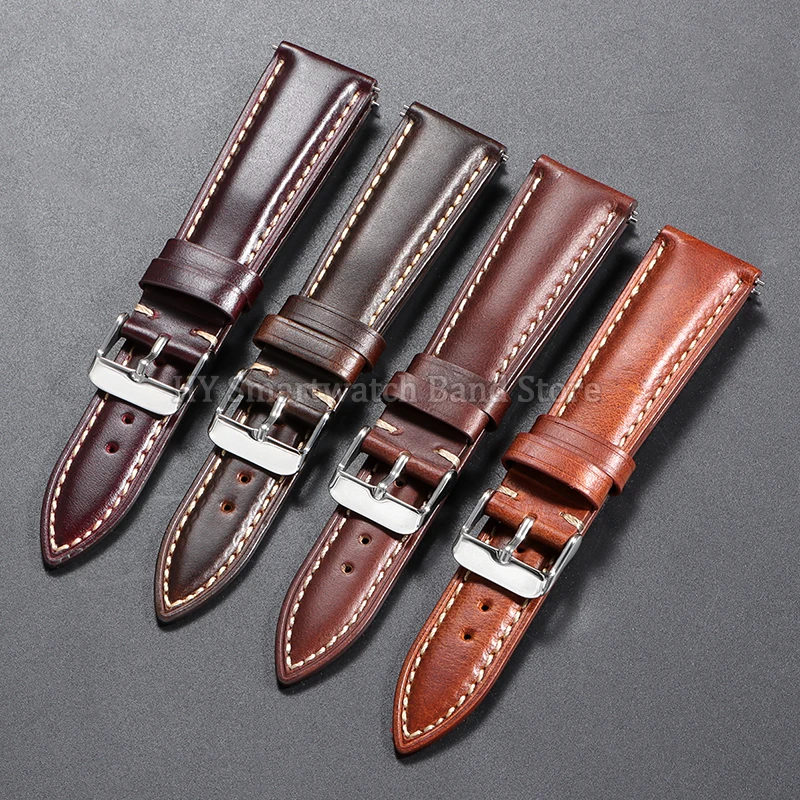 18mm 19mm 20mm 21mm 22mm Vintage leather Watch Band Universal Head Layer Cowhide Quick Release Wrist Band Pin Buckle accessories