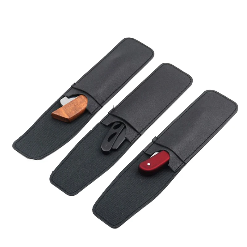 Leather Razor Case Shaver Pouches For Razor And Razor Blade Safe PU Leather Black Protective Bag