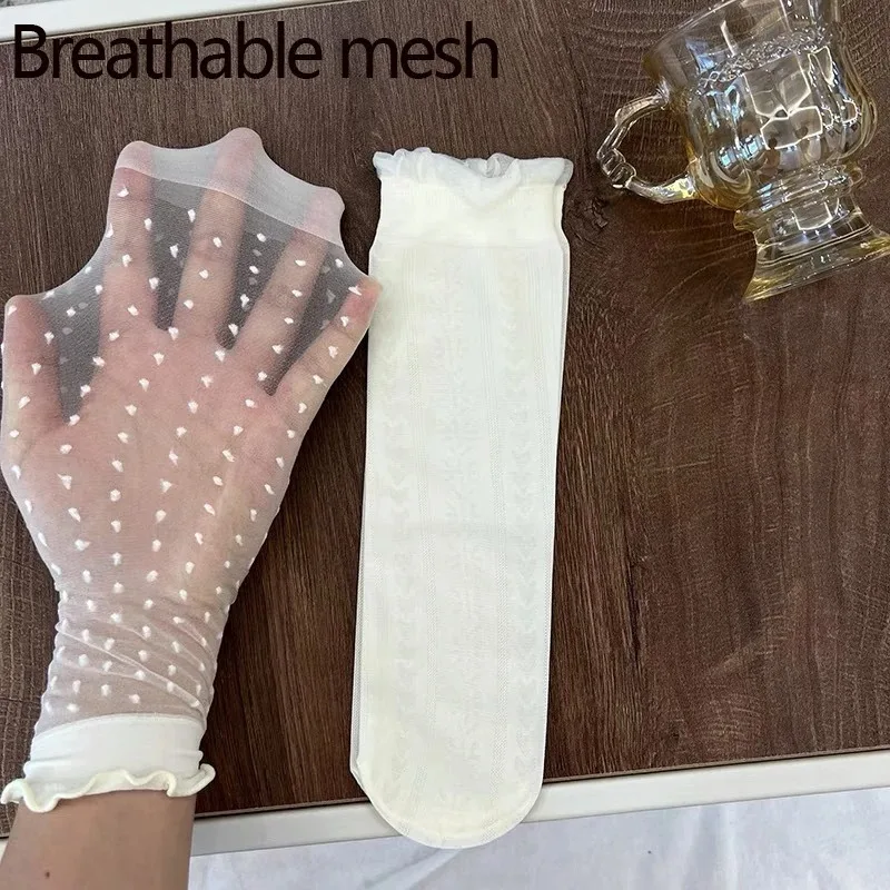 3 Pairs Women's Socks White Lace Summer Thin Wooden Ear Edge Pile Socks Spring Summer Socks Women's Ice Silk Sock image 5