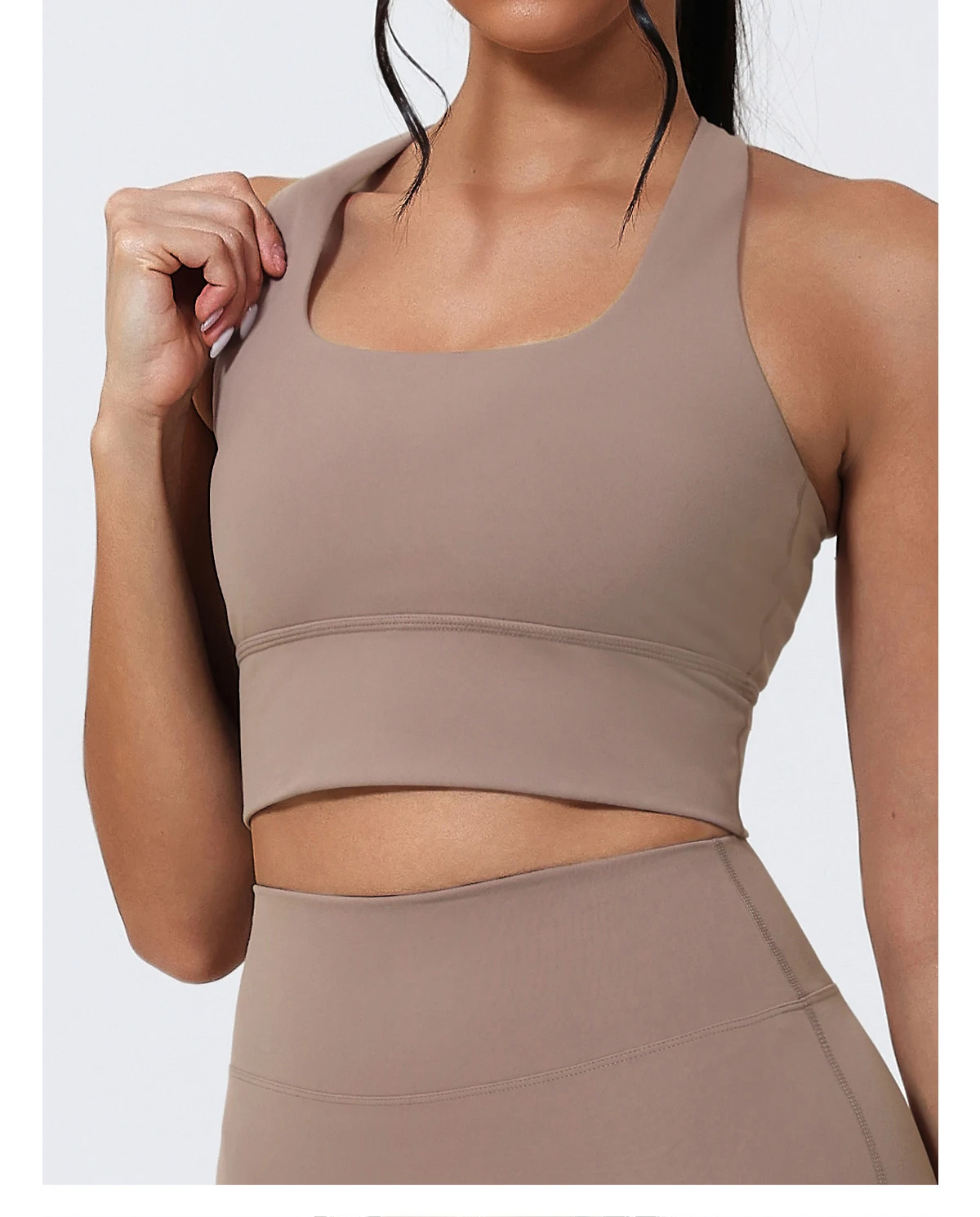 Hearuisavy Sommer-Laufsportweste mit gepolstertem BH, ECO Gym Push-Up-Yoga-Top für Damen, überkreuzter Rücken, U-Ausschnitt, Fitness-Unterwäsche – Detail 14