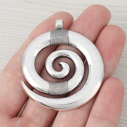 5 x Large Spiral Swirl Pattern Charms Pendants for Necklace Jewelry Making Findings 52x45mm