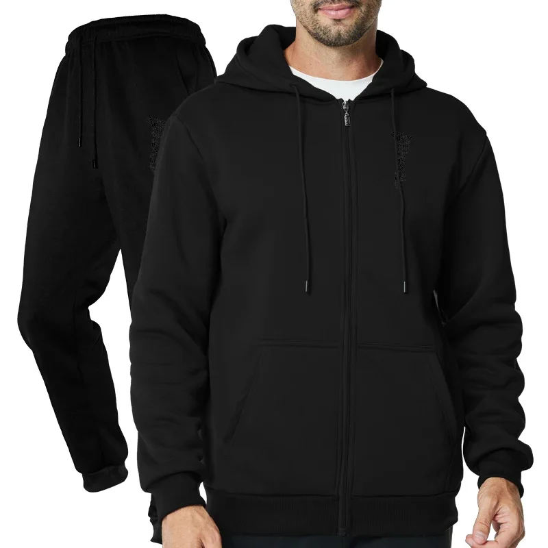 

Fashion Tracksuit for Men Zipper Hooded Sweatshirt and Sweatpants Two Pieces Sports Fitness Jogging Casual Sets