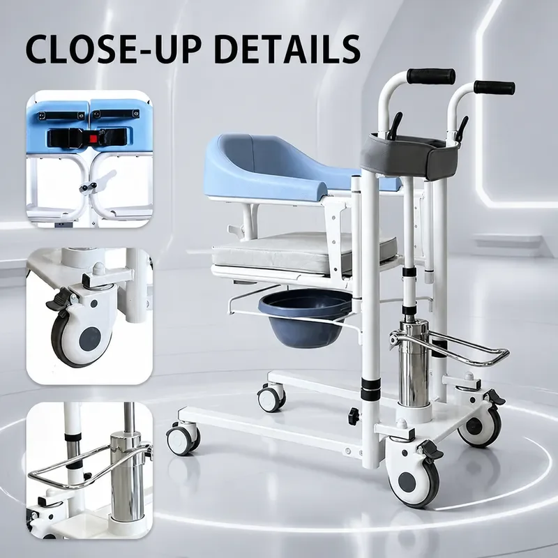 Elderly Mobile Care Vehicle Transfer Wheelchair Disabled Hydraulic Lift Patient Bedside Toilet Transport Chair